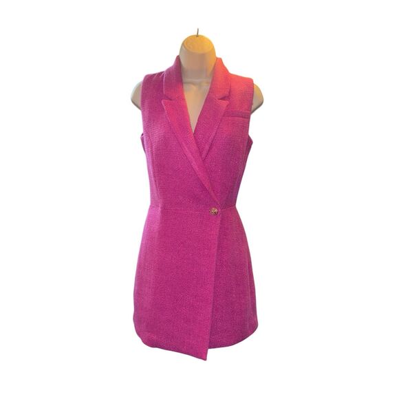 Hot Pink Sleeveless Blazer Vest & Skort Set – Central Park West New York – XS - Picture 9 of 15